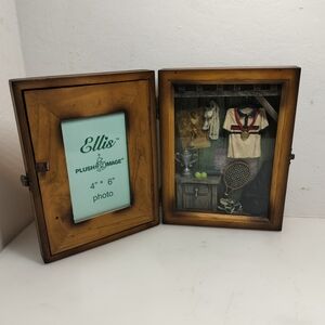 Tennis Memories 3D Scene Shadow Box Picture Frame Wooden Metal Hinges And Latch